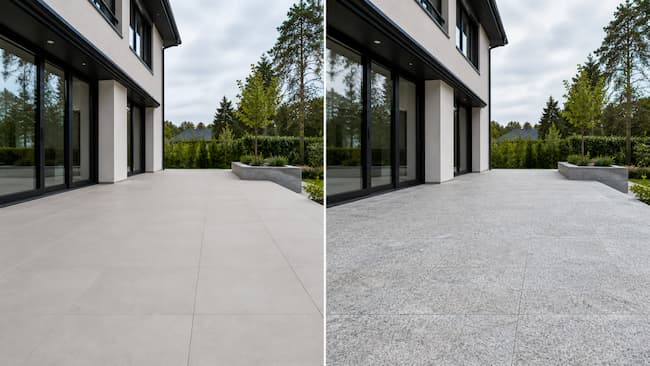 Porównanie tarasu z gresu 20 mm i tarasu z płyt granitowych